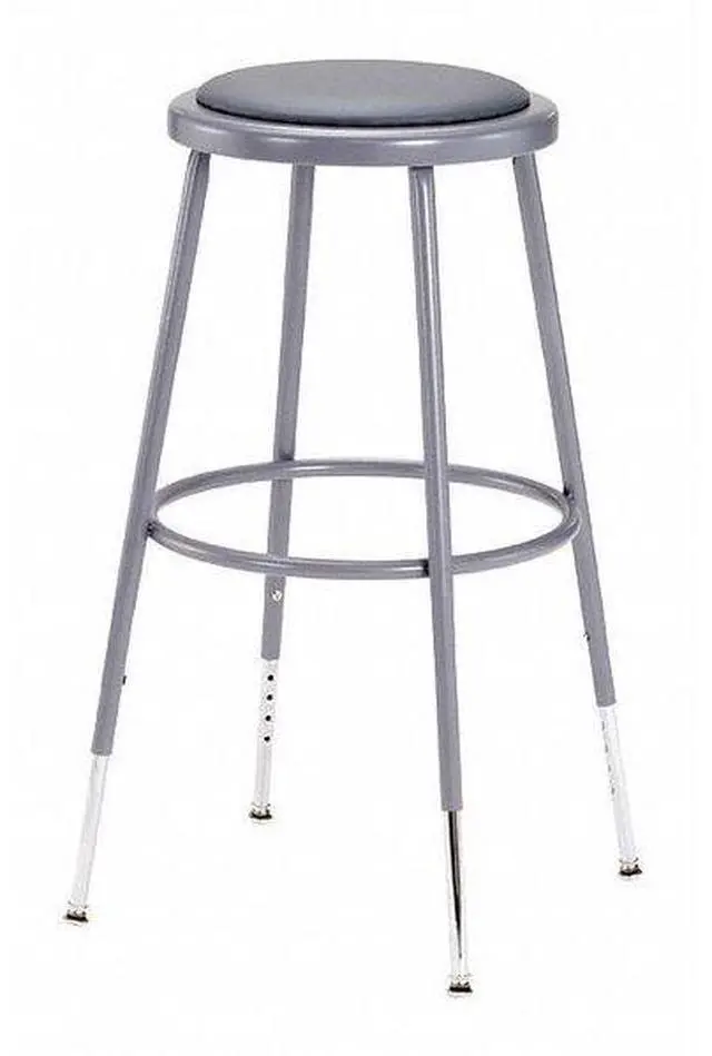 Alt view image 3 of 3 - NPS 6424H 6400 Series Height Adjustable Heavy Duty Vinyl Padded Steel Stool - Supports 500 lb - 25" to 33" Seat Height - Gray Seat/Base