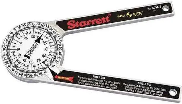 Main image of Miter Protractor,  Rectangular Head,  Yes,  0° to 360°, 90 x 4,  7" Length