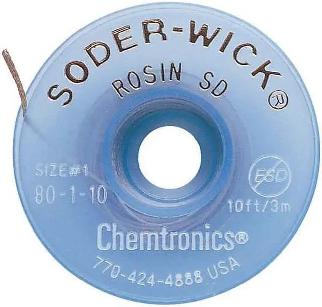 Alt view image 2 of 3 - CHEMTRONICS 80-1-10 Desoldering Wick,10 ft.,1,Copper,Rosin
