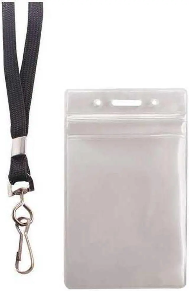 Alt view image 2 of 12 - Advantus ID Holder/Lanyard Combo Pack - Vertical - Vinyl - 20 / Pack - Black/Clear  AVT91131