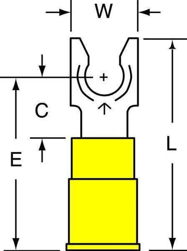 Alt view image 3 of 3 - 3M MV10-14FLX Scotchlok 12-10 AWG Vinyl Locking Fork Terminal 1/4" Stud PK50