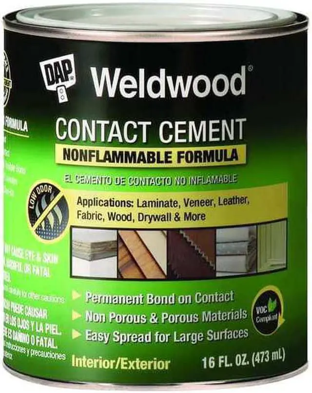 Alt view image 2 of 4 - DAP 25332 Contact Cement, Weldwood Nonflammable Series, Natural, 1 qt, Can