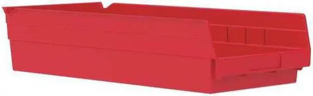 Main image of AKRO-MILS 30158RED Shelf Storage Bin, Plastic, Red, 4 in H, 8 3/8 in W, 17 7/8