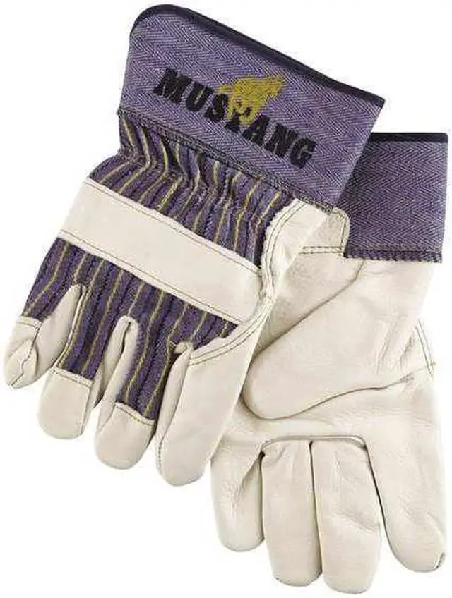 Alt view image 4 of 6 - Memphis Mustang Leather Palm Gloves Blue/Cream Extra Large Dozen 1935XL