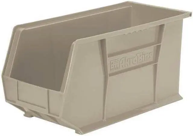 Alt view image 2 of 2 - AKRO-MILS 30265STONE Hang & Stack Storage Bin, Plastic, Beige, 9 in H, 8 1/4 in