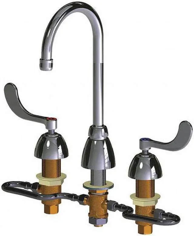 Alt view image 3 of 3 - CHICAGO FAUCET 786-HGN2AE35XKAB Gooseneck Kitchen/Bathroom Faucet, Manual, 6"