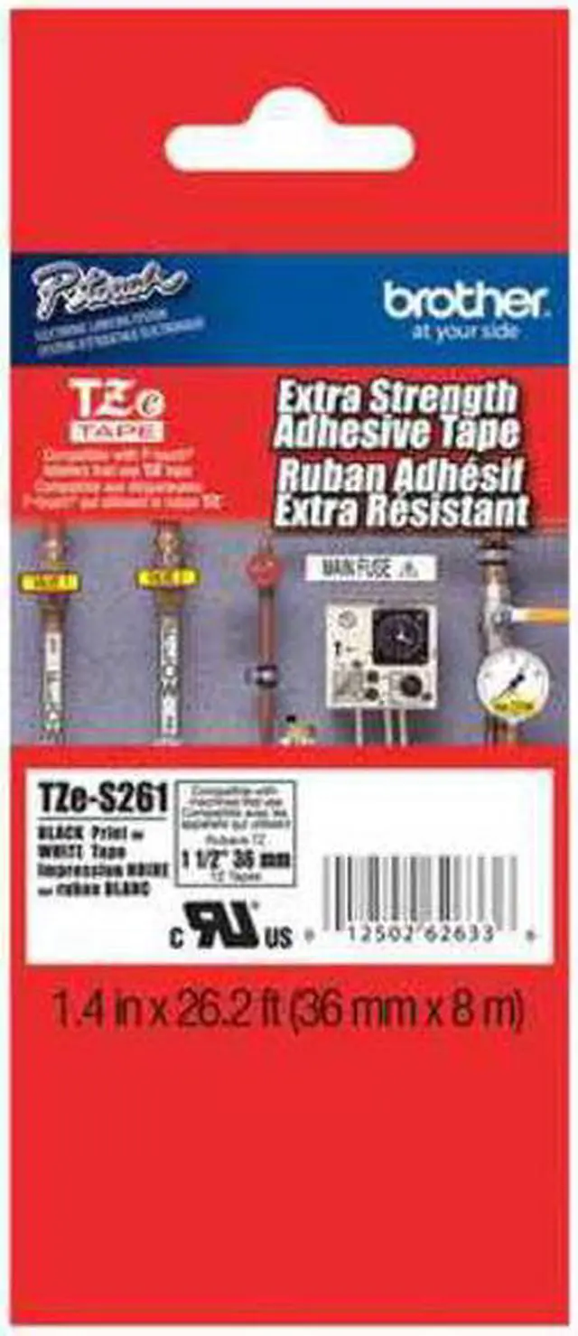 Alt view image 3 of 7 - Brother TZES261 36 mm (1.40") Black on White Tape with Extra Strength Adhesive, 8 m (26.20 ft.)