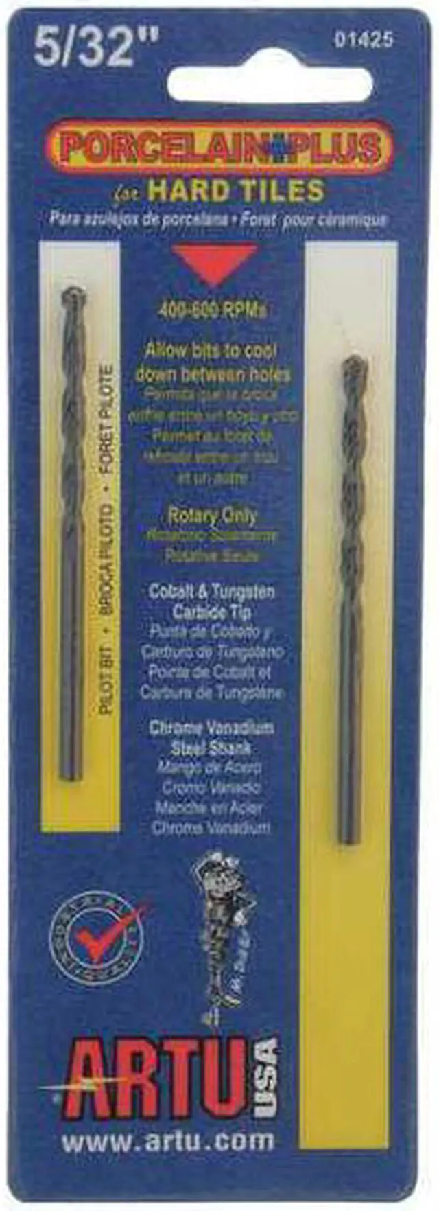 Alt view image 5 of 10 - ARTU 5/32 In. x 3-1/8 In. Cobalt and Tungsten Carbide Glass & Tile Drill Bit