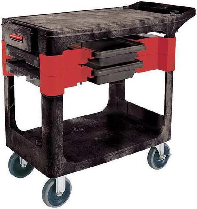 RUBBERMAID FG618000BLA Trade Cart/Service Bench,38 In. L,Black