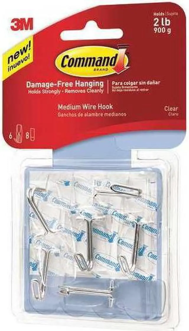 Alt view image 3 of 11 - Command Hook,Clear,Wire,6/Pk,Clr 17065CLRVPES