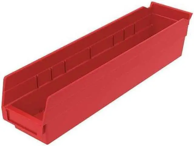 Main image of AKRO-MILS 30128RED Red Shelf Bin, 17-7/8"L x 4-1/8"W x 4"H