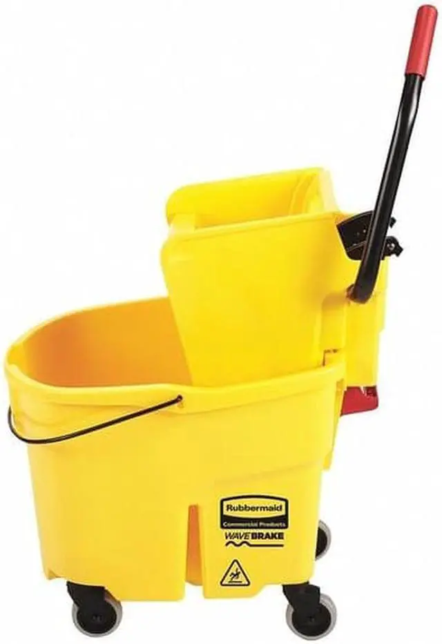 Alt view image 4 of 9 - RUBBERMAID FG758088YEL 35qt. Yellow Side Press Mop Bucket and Wringer