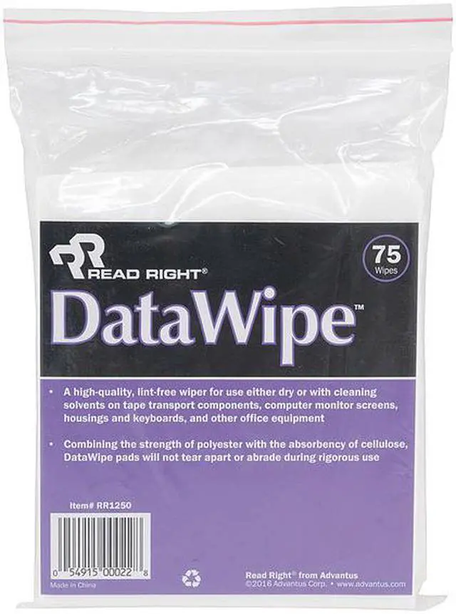 Alt view image 4 of 6 - Read Right DataWipe Office Equipment Cleaner Cloth 6 x 6 White 75/Pack RR1250