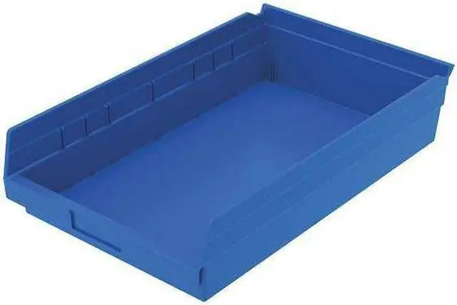 Main image of AKRO-MILS 30178BLUE Shelf Storage Bin, Plastic, Blue, 4 in H, 11 1/8 in W, 17