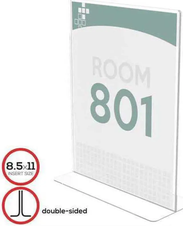 Alt view image 2 of 6 - Stand-Up Double-Sided Sign Holder, Plastic, 8 1/2 X 11, Clear
