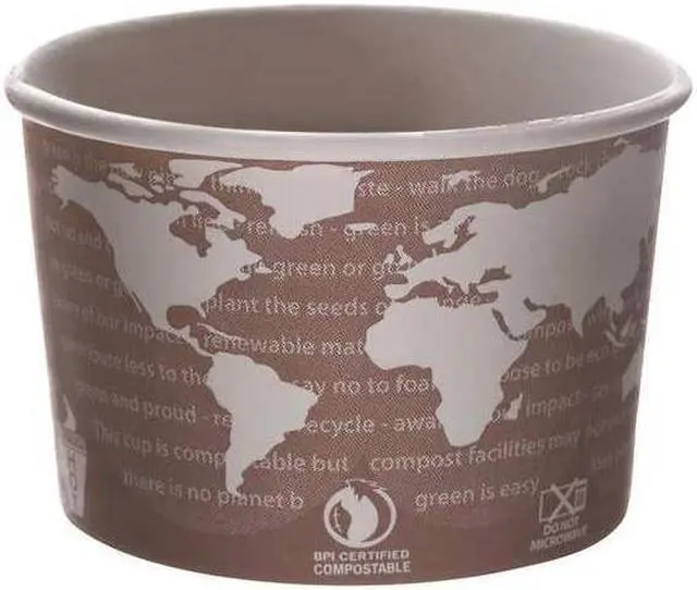 Main image of World Art PLA-Laminated Soup Containers, 1-Comp, Gray/White, 8oz, 500/
