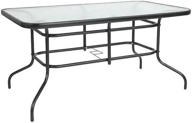 Alt view image 3 of 20 - 31.5" x 55" Rectangular Tempered Glass Metal Table