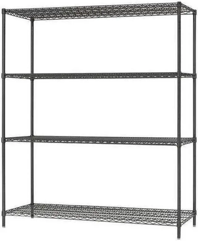 Alt view image 3 of 12 - Alera - 4TIND6018BA - All-Purpose Wire Shelving Starter Kit, 4-Shelf, 60 x 18 x 72, Black Anthracite+