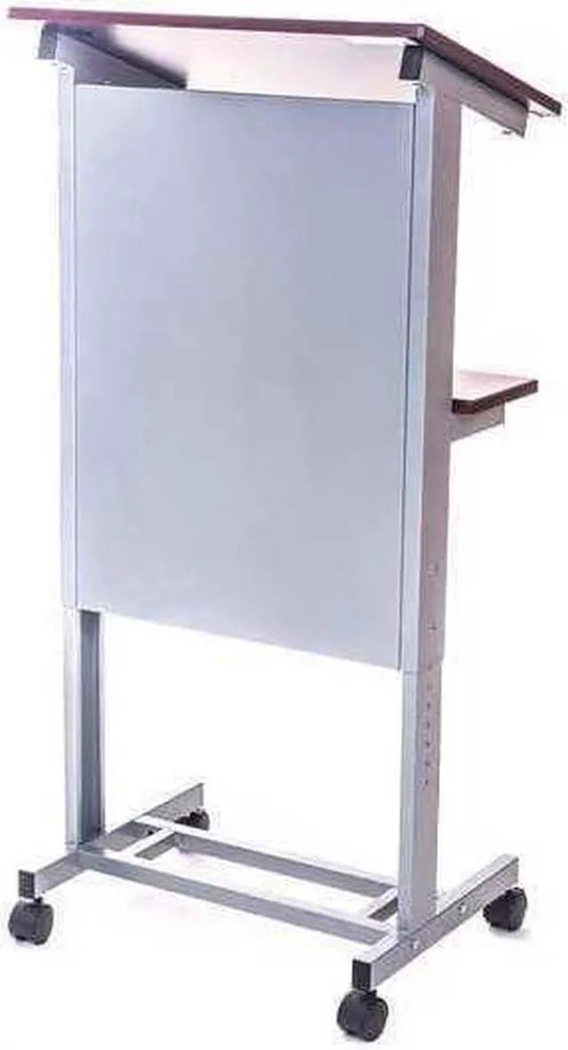 Alt view image 6 of 12 - Luxor LX-ADJ-DW Adjustable Height Lectern Podium Mobile Presentation Station