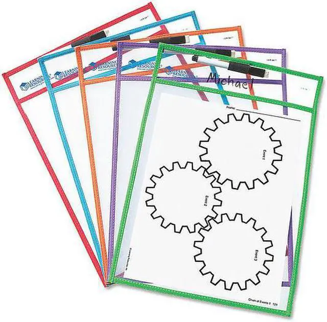 Main image of LEARNING RESOURCES WRITE & WIPE POCKETS W/MARKERS 5/PK