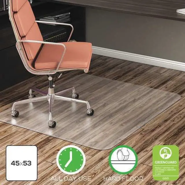 Alt view image 2 of 15 - Deflect-O EconoMat Anytime Use Chair Mat for Hard Floor 45 x 53 Clear CM21242COM