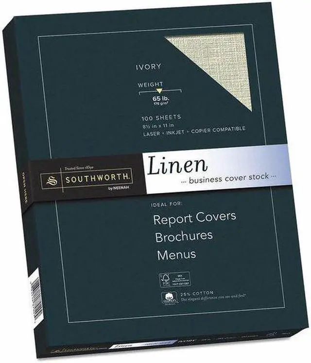 Alt view image 6 of 12 - Southworth Company SOUZ560CK Fine Linen Paper- 65lb- Acid-free-Lignin- Ivory