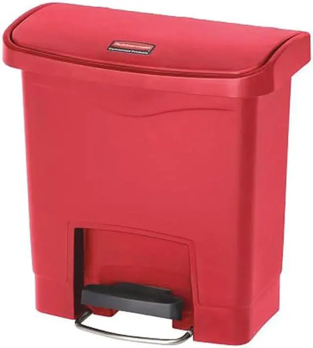 Alt view image 8 of 13 - Rubbermaid - FG1883563 - Slim Jim Resin Step-On Container, Front Step Style, 4 gal, Red