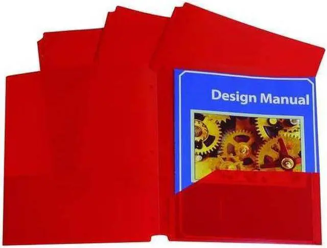 Alt view image 9 of 20 - C-Line Two-Pocket Heavyweight Poly Portfolio Folder w/3-Hole Punch Letter Red 25