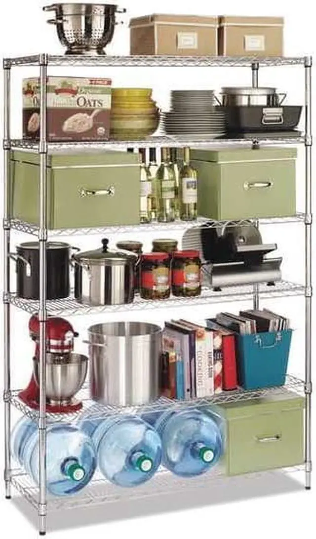 Main image of Alera - 6TCOM1848SR - Commercial Wire Shelving, Six-Shelf, 48w x 18d x 72h, Silver