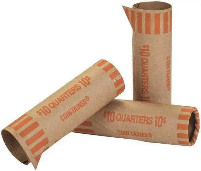Alt view image 3 of 5 - Coin-Tainer Preformed Tubular Coin Wrappers Quarters $10 1000 Wrappers/Box 20025
