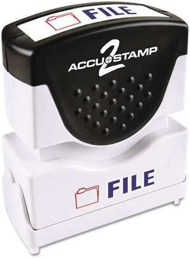 Main image of Accustamp2 035534 1 5/8 x 1/2 Red/Blue File Accustamp2 Shutter Stamp with Microban