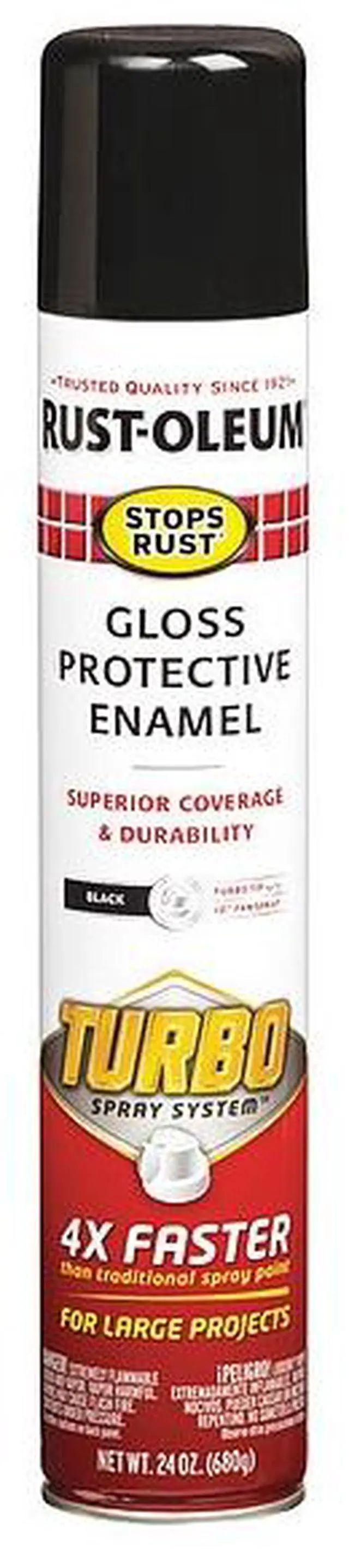 Main image of Stops Rust 334128 Stops Rust Turbo Spray Paint, Gloss Black, 24-oz. - Quantity 1