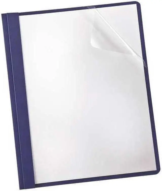 Main image of Oxford Linen Finish Clear Front Report Cover 3 Fasteners Letter Navy 25/Box