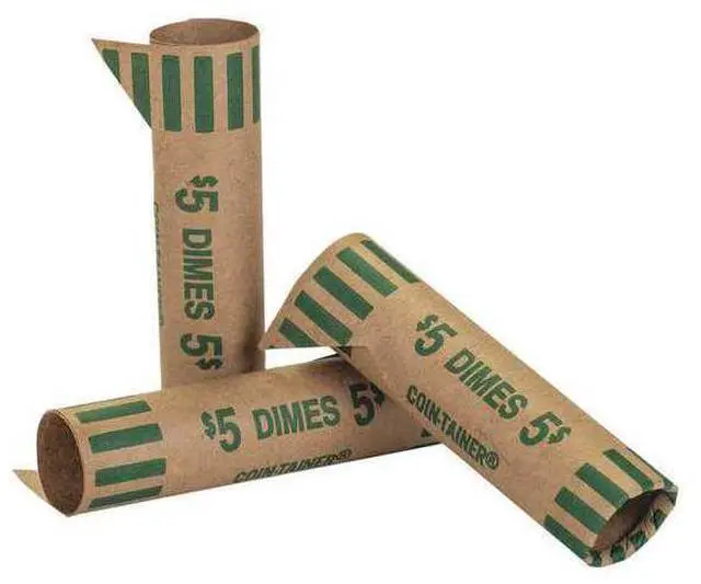 Alt view image 3 of 7 - Coin-Tainer Preformed Tubular Coin Wrappers Dimes $5 1000 Wrappers/Box 20010