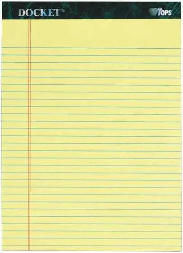 Alt view image 7 of 20 - TOPS Docket Ruled Perforated Pads 8 1/2 x 11 3/4 Canary 50 Sheets 6/Pack 63406
