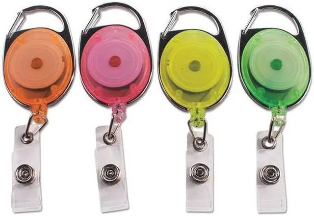 Main image of Advantus 91119 Carabiner-Style Retractable Id Card Reel, 30 Inch Extension, Assorted Neon, 20/Pack