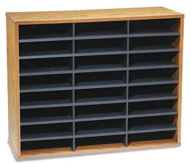 Main image of Fellowes 25043 Fiberboard Literature Sorter, 24 Sections, 29 x 11 7/8 x 23 3/4, Medium Oak
