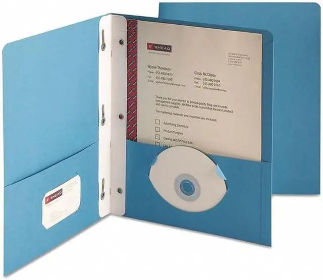 Main image of Smead 2-Pocket Folder w/Tang Fastener Letter 1/2" Cap Blue 25/Box 88052