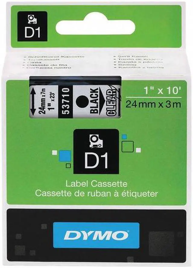 Main image of D1 High-Performance Polyester Removable Label Tape, 1" X 23 Ft, Black On Clear