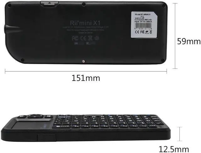 Alt view image 7 of 7 - Rii Mini X1 Handheld 2.4G Wireless Keyboard Touchpad Air Mouse Gaming Keyboards for Laptop PC Notebook Smart TV Android TV BOX