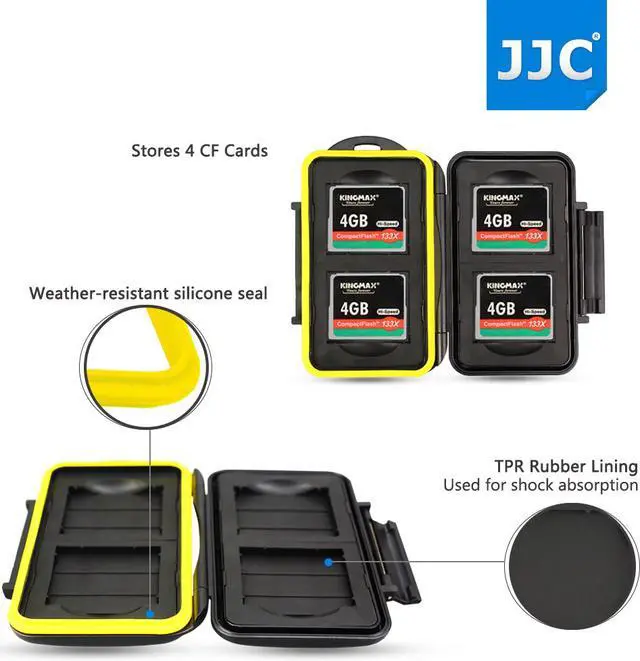 Alt view image 2 of 15 - JJC MC-CF4 Water-resistant Holder Storage CF CompactFlash Memory Card Case For 4 PCS CompactFlash (CF)
