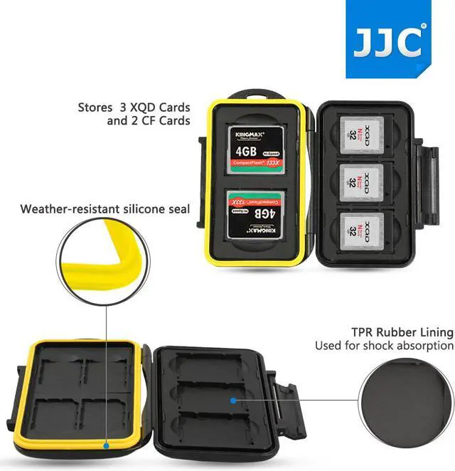 Alt view image 2 of 13 - JJC MC-XQDCF5 Water-resistant Anti-shock XQD CF Card Case Camera Memory Card Holder Storage Protector Cover For 3XQD 2CF Cards