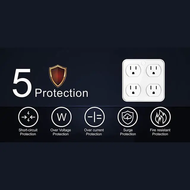 Alt view image 2 of 7 - Wireless Wall Tap Smart Plug, Surge Protector, 4 Outlet Extender with 4 USB Charging Ports, Compatible with Alexa Google Assistant, no Hub Required (4 Outlets,4 USB Ports), ETL Certified