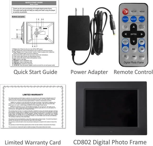 Alt view image 3 of 6 - 8-Inch Digital Photo Frame, multimedia player, 5 star product (Black)