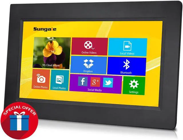 Alt view image 6 of 12 - Sungale Group - CPF1032 - Sungale Cloud Frame - 10.1 LED Digital Frame - Black - 1024 x 600 - Cable - 16:9 - Slideshow -