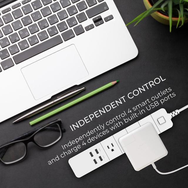 Alt view image 6 of 7 - Wireless Smart Power Strip with Surge protection, Compatible with Alexa Google Home, no Hub required, controlled by eco4life app(4 Outlets, 4 USB Ports)