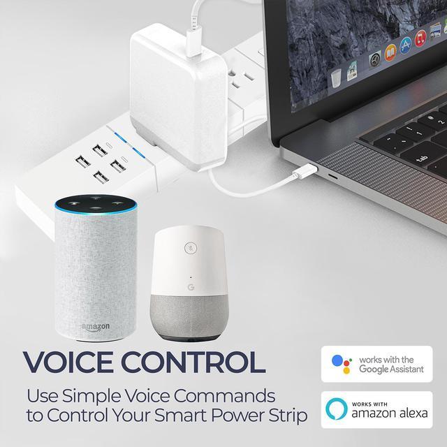 Alt view image 4 of 7 - Wireless Smart Power Strip with Surge protection, Compatible with Alexa Google Home, no Hub required, controlled by eco4life app(4 Outlets, 4 USB Ports)