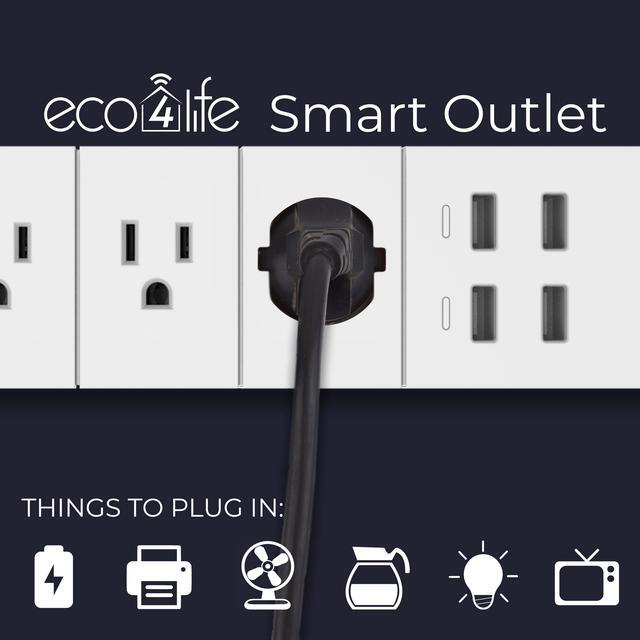 Alt view image 7 of 7 - Wireless Smart Power Strip with Surge protection, Compatible with Alexa Google Home, no Hub required, controlled by eco4life app(4 Outlets, 4 USB Ports)