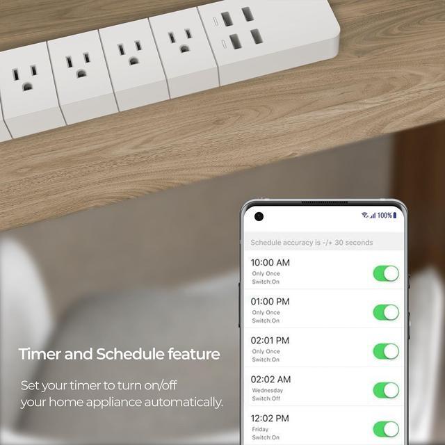 Alt view image 5 of 7 - Wireless Smart Power Strip with Surge protection, Compatible with Alexa Google Home, no Hub required, controlled by eco4life app(4 Outlets, 4 USB Ports)