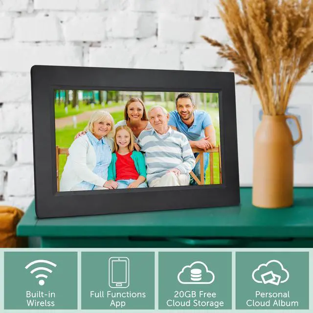Alt view image 7 of 12 - Sungale Group - CPF1032 - Sungale Cloud Frame - 10.1 LED Digital Frame - Black - 1024 x 600 - Cable - 16:9 - Slideshow -